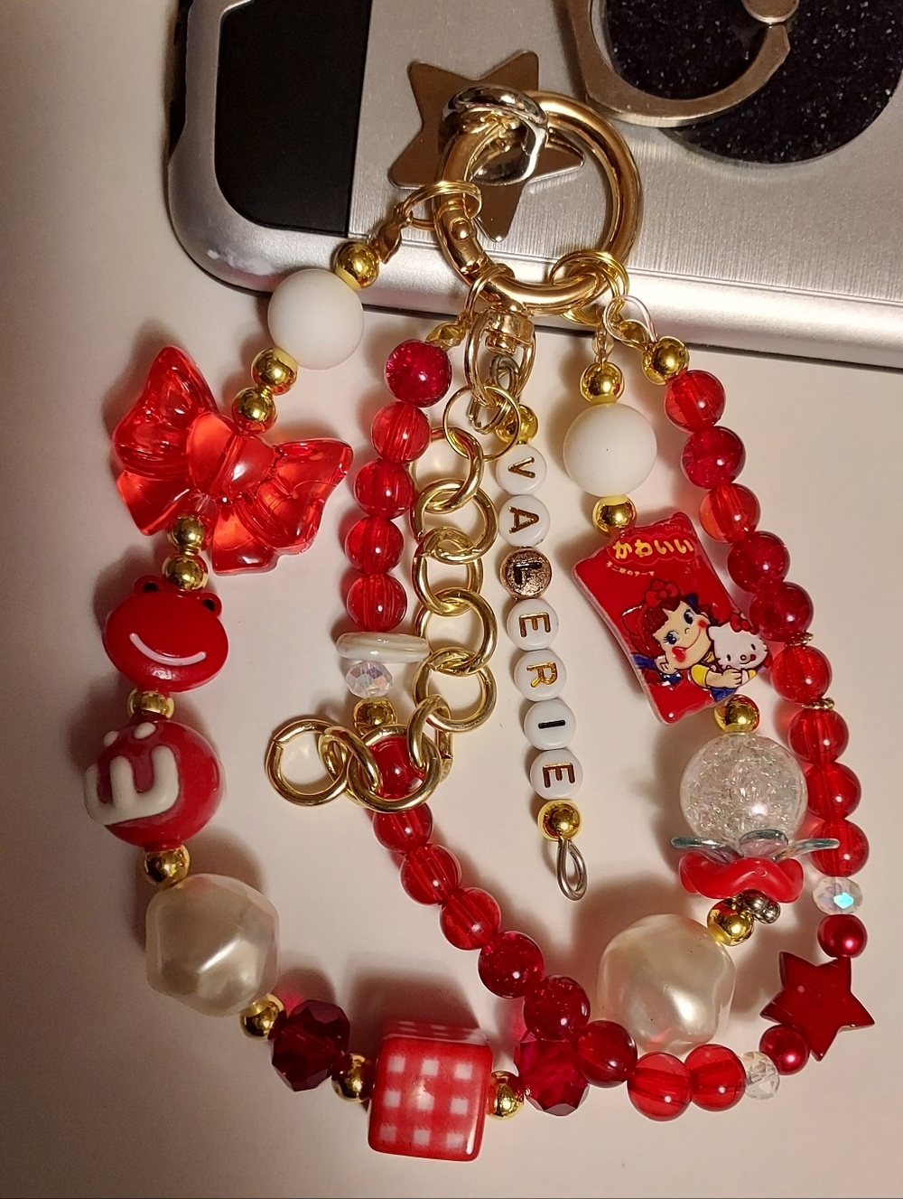 RED 1 ❤️LOVE:HANDMADE. NEW PHONE KEYCHAIN CAMERA BAG ACCESSORY. RED 1